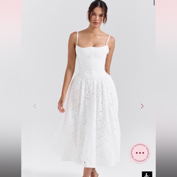 House of cb - Francine White Broderie Anglais Midi Skirt - XS - Picture 3 of 5